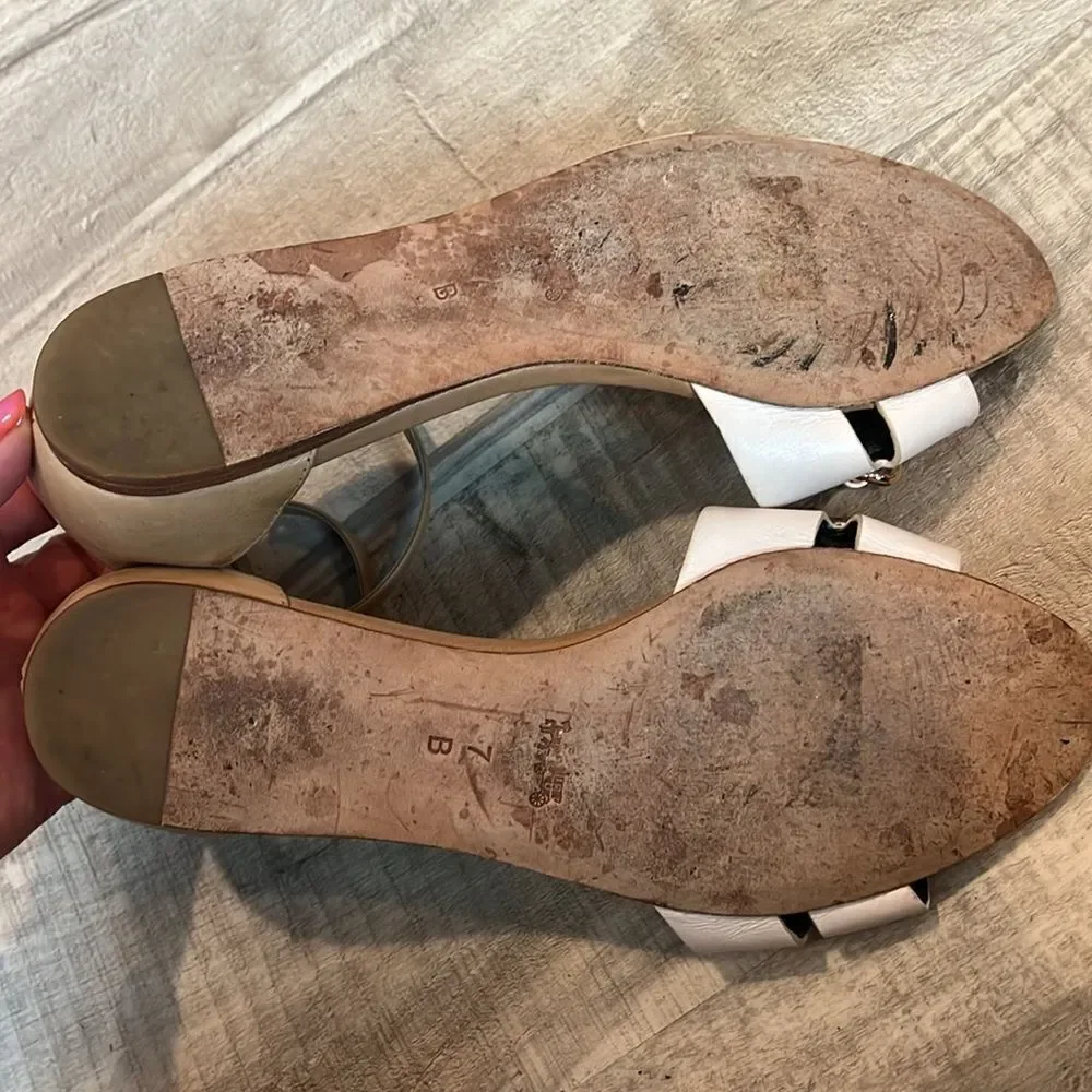 Coach Seabreeze Leather Ankle Strap Sandal w/chain size 7